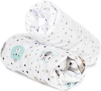 FlyIdeas Draps-housses pour poussettes et landaus Paniers de Moïse 75x35 cm, 2 STK. - 2 draps-housses Parfaits pour le matelas ovale de la poussette bébé