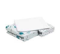 FlyIdeas Lot de 3 Draps Housse Bébé 60x120 cm en Coton Doux - 2 Draps Housse Élastiqués + 1 Alèse Imperméable - Linge de Lit pour Berceau et Matelas 120x60 cm