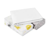 FlyIdeas Lot de 3 Draps Housse Bébé 60x120 cm en Coton Doux - 2 Draps Housse Élastiqués + 1 Alèse Imperméable - Linge de Lit pour Berceau et Matelas 120x60 cm