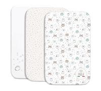 FlyIdeas Lot de 3 Draps Housse Bébé en Coton Doux - 2 Draps Housse Élastiqués + 1 Alèse Imperméable - Linge de Lit pour Berceau et Matelas (Cute Bears, 75x35 cm)