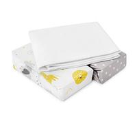 FlyIdeas Lot de 3 Draps Housse et Protège-Matelas Imperméable 35x75 cm - 2 Draps Housse en Coton pour Couffin, Berceau, Nacelle Rondes et Ovales + 1 Alèse Bébé Imperméable
