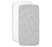 FlyIdeas Next to Me Lot de 2 draps-housses pour berceau 50 x 83 cm - 100 % coton doux et respirant - Convient pour berceau Co-Sleeping (GoodNight taupe, 83 x 50 cm)