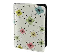 FLYIFE Atomic Stars Étui de passeport en cuir avec motif rétro imprimé pour passeport de 14 cm pour homme et femme, Noir , Taille unique