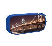 FLYIFE Bay Bridge Grande trousse à crayons avec 2 compartiments pour filles, garçons, étudiants, école, bureau, université, noir, bleu, Taille unique, Cartable