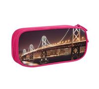 FLYIFE Bay Bridge Grande trousse à crayons avec 2 compartiments pour filles, garçons, étudiants, école, bureau, université, noir, rose, Taille unique, Cartable