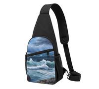 FLYIFE Beau sac à bandoulière imprimé papillon pour homme et femme, sac à dos à bandoulière décontracté, Paysage marin bleu., Taille unique