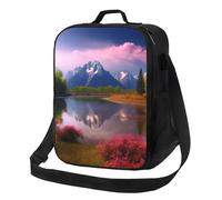 FLYIFE Beau sac à déjeuner isotherme imprimé avec bandoulière réglable, sac fourre-tout isotherme portable pour pique-nique/travail/école/voyage