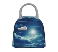FLYIFE Beau sac à déjeuner isotherme imprimé de nuit, sac fourre-tout résistant à l'eau pour le travail, l'école, l'extérieur, le pique-nique, gris clair