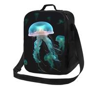FLYIFE Beau sac à déjeuner isotherme imprimé méduses avec bandoulière réglable, sac fourre-tout isotherme portable pour pique-nique/travail/école/voyage