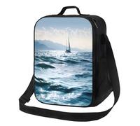 FLYIFE Beau sac à déjeuner isotherme imprimé mer avec bandoulière réglable, sac fourre-tout isotherme portable pour pique-nique/travail/école/voyage