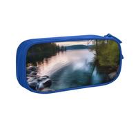 FLYIFE Beautiful Lake Grande trousse à crayons avec 2 compartiments pour filles, garçons, étudiants, école, bureau, université, noir, bleu, Taille unique, Cartable