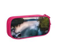 FLYIFE Beautiful Lake Grande trousse à crayons avec 2 compartiments pour filles, garçons, étudiants, école, bureau, université, noir, rose, Taille unique, Cartable