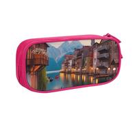 FLYIFE Beautiful Places Grande trousse à crayons avec 2 compartiments pour filles, garçons, étudiants, école, bureau, université, noir, rose, Taille unique, Cartable