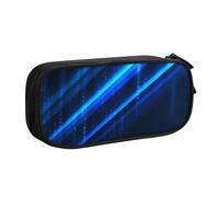 FLYIFE Blue Line Grande trousse à crayons avec 2 compartiments pour filles, garçons, étudiants, école, bureau, université, noir, Noir , Taille unique, Cartable