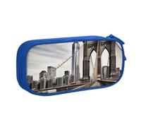 FLYIFE Brooklyn Bridge Grande trousse à crayons avec 2 compartiments pour filles, garçons, étudiants, école, bureau, université, noir, bleu, Taille unique, Cartable