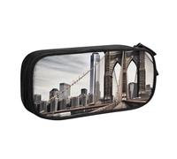 FLYIFE Brooklyn Bridge Grande trousse à crayons avec 2 compartiments pour filles, garçons, étudiants, école, bureau, université, noir, Noir , Taille unique, Cartable