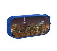 FLYIFE Cityscape Night Canada Grande trousse à crayons avec 2 compartiments pour filles, garçons, étudiants, école, bureau, université, noir, bleu, Taille unique, Cartable