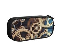 FLYIFE Clock Gears Grande trousse à crayons avec 2 compartiments pour filles, garçons, étudiants, école, bureau, université, noir, Noir , Taille unique, Cartable
