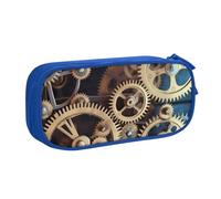 FLYIFE Clock Gears Grande trousse à crayons avec 2 compartiments pour filles, garçons, étudiants, école, bureau, université, noir, bleu, Taille unique, Cartable