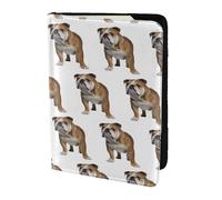 FLYIFE Étui de passeport en cuir avec imprimé bouledogue anglais de 14 cm pour homme et femme, Noir , Taille unique