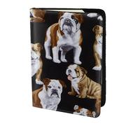 FLYIFE Étui de passeport en cuir avec imprimé bouledogues anglais de 14 cm pour homme et femme, Noir , Taille unique