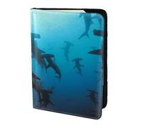 FLYIFE Étui de passeport en cuir avec motif requins marteaux, 14 cm, étui de passeport de voyage pour homme et femme, Noir , Taille unique