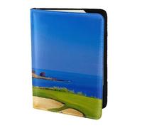 FLYIFE Étui de passeport en cuir imprimé Golf Course by The Sea - 14 cm - Pour homme et femme, Noir , Taille unique
