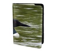 FLYIFE Étui de passeport en cuir imprimé Loon Nature Bird 14 cm, étui de passeport de voyage pour homme et femme, Noir , Taille unique