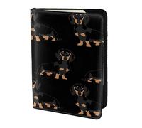 FLYIFE Étui de passeport en cuir imprimé teckel Weiner pour homme et femme 14 cm, Noir , Taille unique