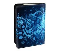 FLYIFE Étui de passeport en cuir PU avec notes de musique imprimées bleues pour homme et femme, Noir , Taille unique
