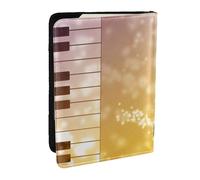 FLYIFE Étui de passeport en cuir synthétique avec imprimé notes de musique pour piano et violon - Pour homme et femme, Noir , Taille unique