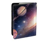 FLYIFE Étui de passeport imprimé univers galaxie en cuir PU pour homme et femme, Noir , Taille unique