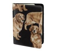 FLYIFE Golden Retrievers Étui de passeport imprimé en cuir de 14 cm pour homme et femme, Noir , Taille unique