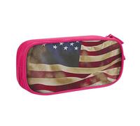 FLYIFE Grande trousse à crayons avec 2 compartiments avec drapeau américain pour filles, garçons, étudiants, école, bureau, université, noir, rose, Taille unique, Cartable