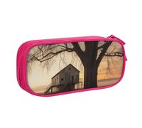 FLYIFE Grande trousse à crayons avec 2 compartiments avec imprimé lever de soleil pour filles, garçons, étudiants, école, bureau, université, noir, rose, Taille unique, Cartable