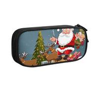 FLYIFE Grande trousse à crayons avec 2 compartiments avec imprimé Merry Christmas pour filles, garçons, étudiants, école, bureau, université, noir, Noir , Taille unique, Cartable