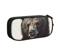 FLYIFE Grande trousse à crayons avec 2 compartiments avec imprimé ours pour filles, garçons, étudiants, école, bureau, université, noir, Noir , Taille unique, Cartable