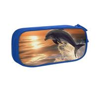 FLYIFE Grande trousse à crayons avec 2 compartiments en forme de dauphin pour filles, garçons, étudiants, école, bureau, université, noir, bleu, Taille unique, Cartable