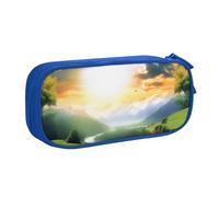 FLYIFE Grande trousse à crayons avec 2 compartiments en forme de paysage pour filles, garçons, étudiants, école, bureau, université, noir, bleu, Taille unique, Cartable