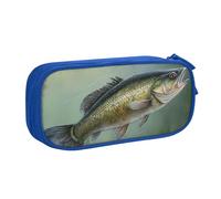 FLYIFE Grande trousse à crayons avec 2 compartiments en forme de poisson avec un leurre, pour filles, garçons, étudiants, école, bureau, université, noir, bleu, Taille unique, Cartable