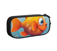 FLYIFE Grande trousse à crayons avec 2 compartiments en forme de poisson de dessin animé pour filles, garçons, étudiants, école, bureau, université, noir, Noir , Taille unique, Cartable