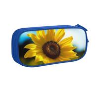 FLYIFE Grande trousse à crayons avec 2 compartiments en forme de tournesol pour filles, garçons, étudiants, école, bureau, université, noir, bleu, Taille unique, Cartable