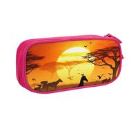 FLYIFE Grande trousse à crayons avec 2 compartiments - Motif animaux du coucher de soleil - Pour filles, garçons, étudiants, école, bureau, université, noir, rose, Taille unique, Cartable