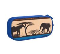 FLYIFE Grande trousse à crayons avec 2 compartiments - Motif animaux sauvages africains - Pour filles, garçons, étudiants, école, bureau, université, noir, bleu, Taille unique, Cartable