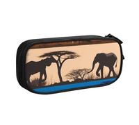 FLYIFE Grande trousse à crayons avec 2 compartiments - Motif animaux sauvages africains - Pour filles, garçons, étudiants, école, bureau, université, noir, Noir , Taille unique, Cartable
