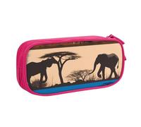 FLYIFE Grande trousse à crayons avec 2 compartiments - Motif animaux sauvages africains - Pour filles, garçons, étudiants, école, bureau, université, noir, rose, Taille unique, Cartable
