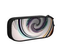 FLYIFE Grande trousse à crayons avec 2 compartiments - Motif cercles abstraits - Pour filles, garçons, étudiants, école, bureau, université, noir, Noir , Taille unique, Cartable