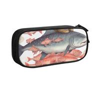 FLYIFE Grande trousse à crayons avec 2 compartiments - Motif chats qui chevauchent des poissons - Pour filles, garçons, étudiants, école, bureau, université, noir, Noir , Taille unique, Cartable