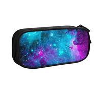 FLYIFE Grande trousse à crayons avec 2 compartiments - Motif ciel étoilé violet - Pour filles, garçons, étudiants, école, bureau, université, Noir , Taille unique, Cartable