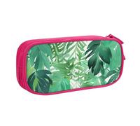 FLYIFE Grande trousse à crayons avec 2 compartiments - Motif feuilles vertes tropicales - Pour filles, garçons, étudiants, école, bureau, université, noir, rose, Taille unique, Cartable